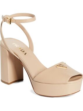Prada logo platform sandal